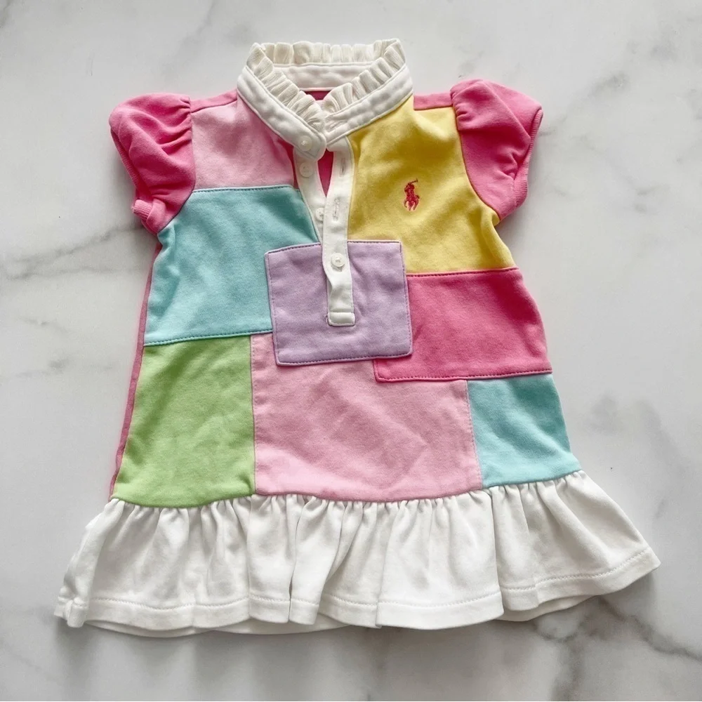 Ralph Lauren Girls Patchwork Polo Dress Size 6 months